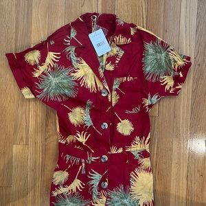Free People | Red Malibu Floral Jumpsuit